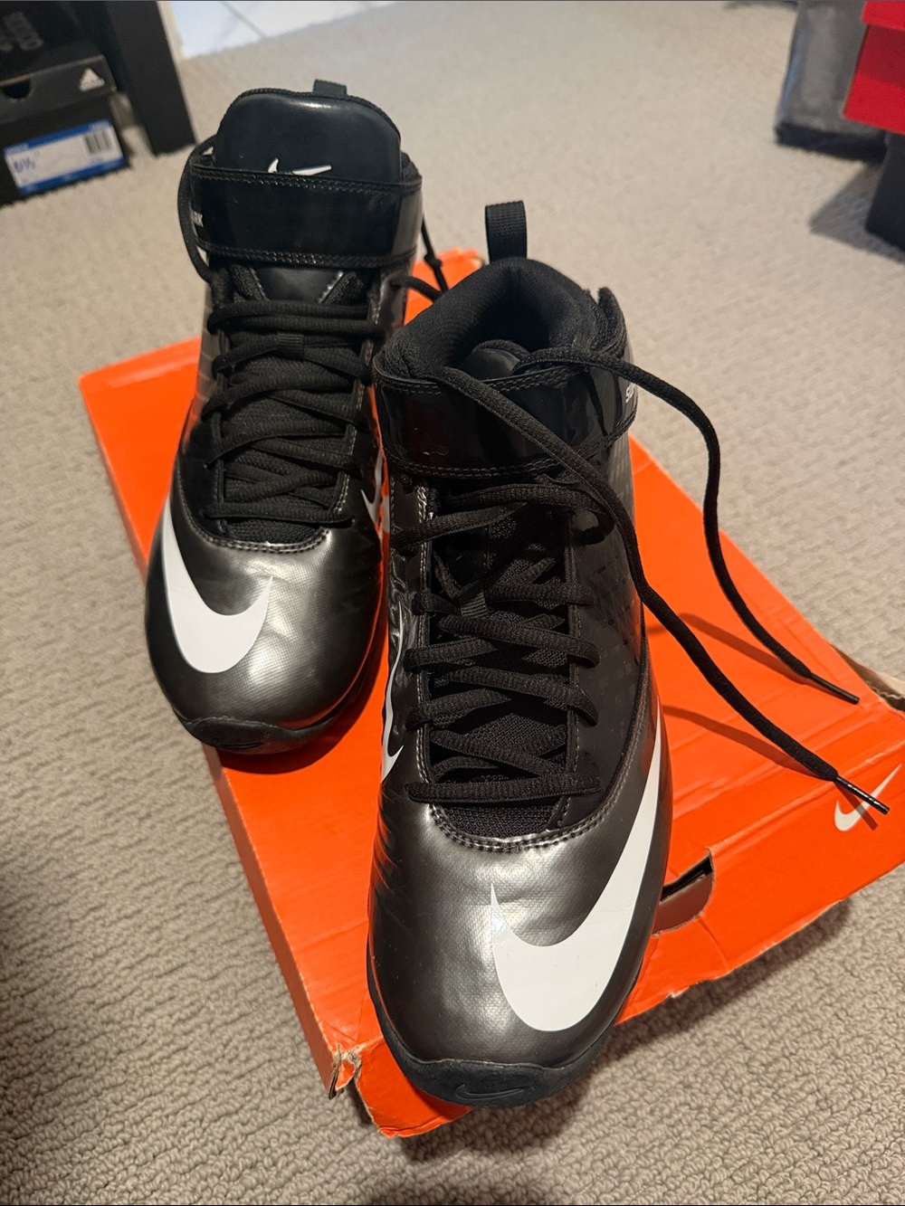 Nike Black and White Superband Shark Pro-Football Shoes